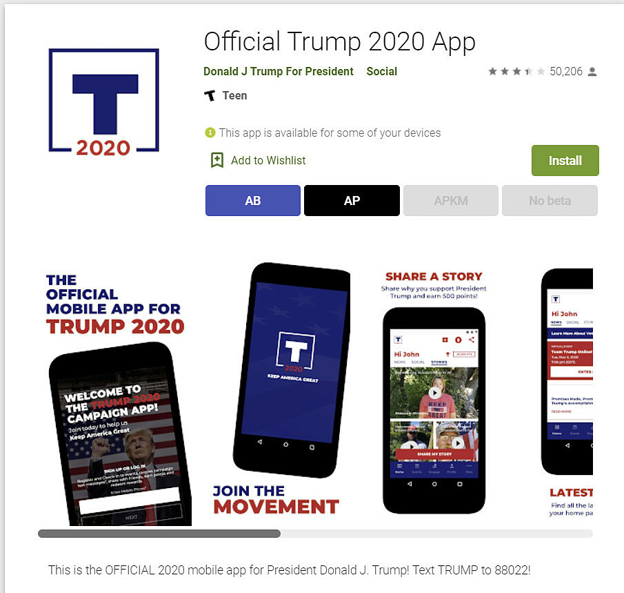 Google removed Trump's campaign app